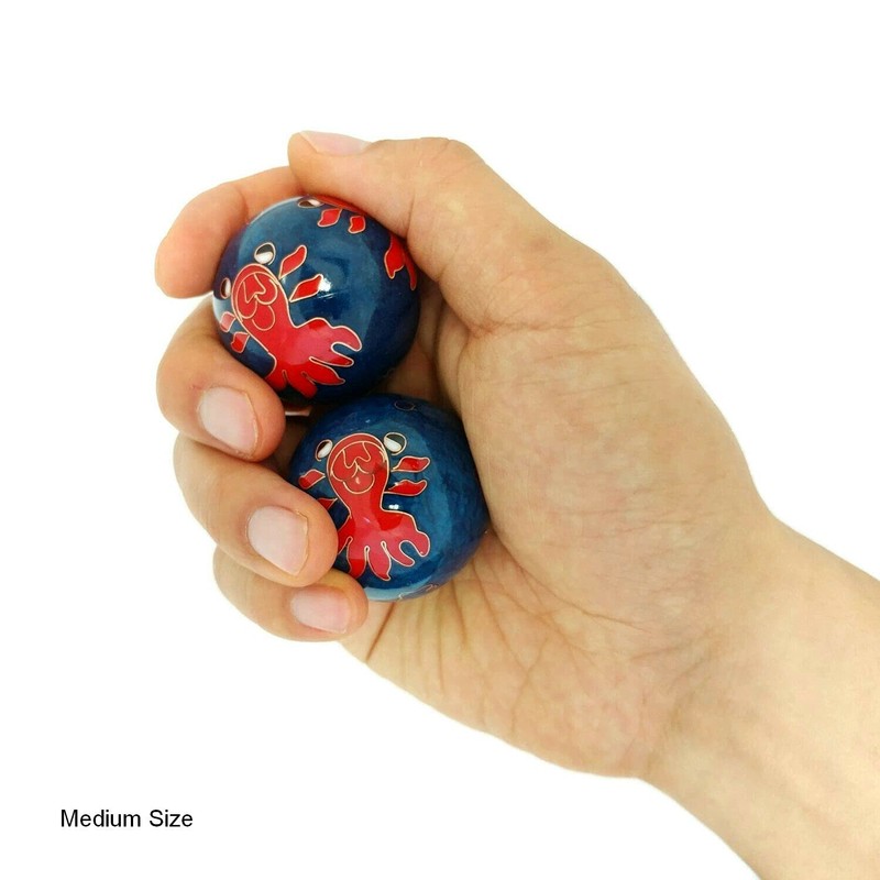 Top Chi Goldfish Chiming Baoding Balls with Bamboo Stand (Medium