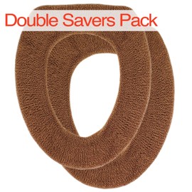 Warm-n-Comfy Soft Toilet Seat Cover - Plush, Thick Fabric Toilet Seat Warmer for Round, Elongated 14x18" Toilet Seats - Reusable, Machine-Washable, Easy-Install - Gift-Ready Packaging - Light Lavender