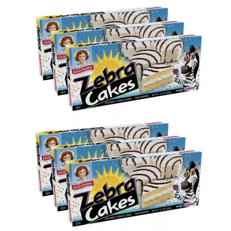 Little Debbie Zebra Cakes. 6 Boxes Each Containing (10) Twin-Packed