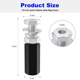 BZTT Quick Release Flag Pole Holder - 1/4' Flag Pole Mount for ATV UTV Flag with Pole Bike Jeep Motorcycle Flag Pole Mount, ATV Quick Release Flag Mount (2 Pack)