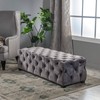 Provence Grey Tufted Velvet Fabric Rectangle Ottoman Bench