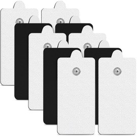 10-Pack TENS Unit Replacement Pads, Rectangular Snap TENS Electrode Pads with self-Adhesion for 50 Times, AVCOO Latex-Free 1.8"X3.8" TENS Pads Compatible with TENS EMS Devices Use 3.5mm Button Leads