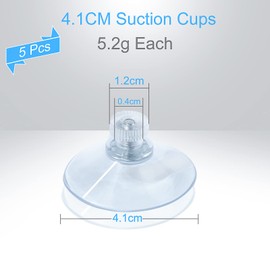Waycreat 5 pcs Suction Cups, 41 mm Plastic Suction Pads Extra Strong Round Threads Window Suckers with Knurled Nut Clear for Glass Marble Table