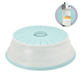 Tovolo Microwave Splatter Cover for Food, Large (Blue Haze) - Collapsible & Vented Silicone Splatter Guard Lid - Microwave Plate & Dish Cover with Handle - BPA-Free Kitchen Gadget for Meal Prep