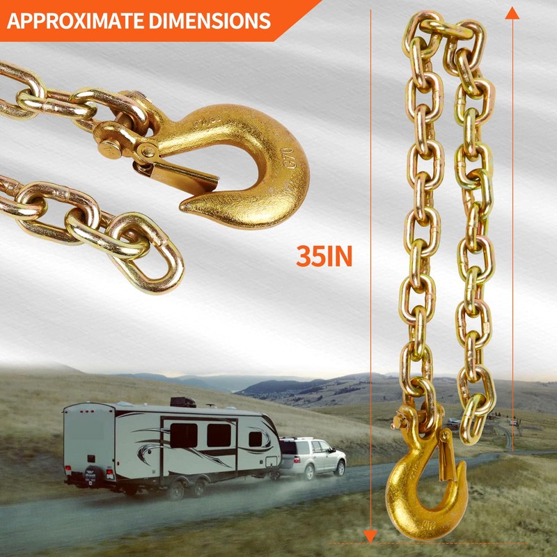 3/8" x 35" Grade 70 Trailer Safety Chain with Clevis