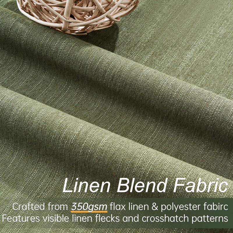 Topfinel Olive Green Linen Blackout Curtains 84 Inch Long for
