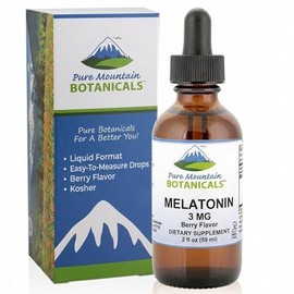 Gotas de melatonina líquida de 3 mg para adultos, sabor a bayas naturales, apoyo sublingual para dormir nocturno, sin azúcar, botella de vidrio, 59 po