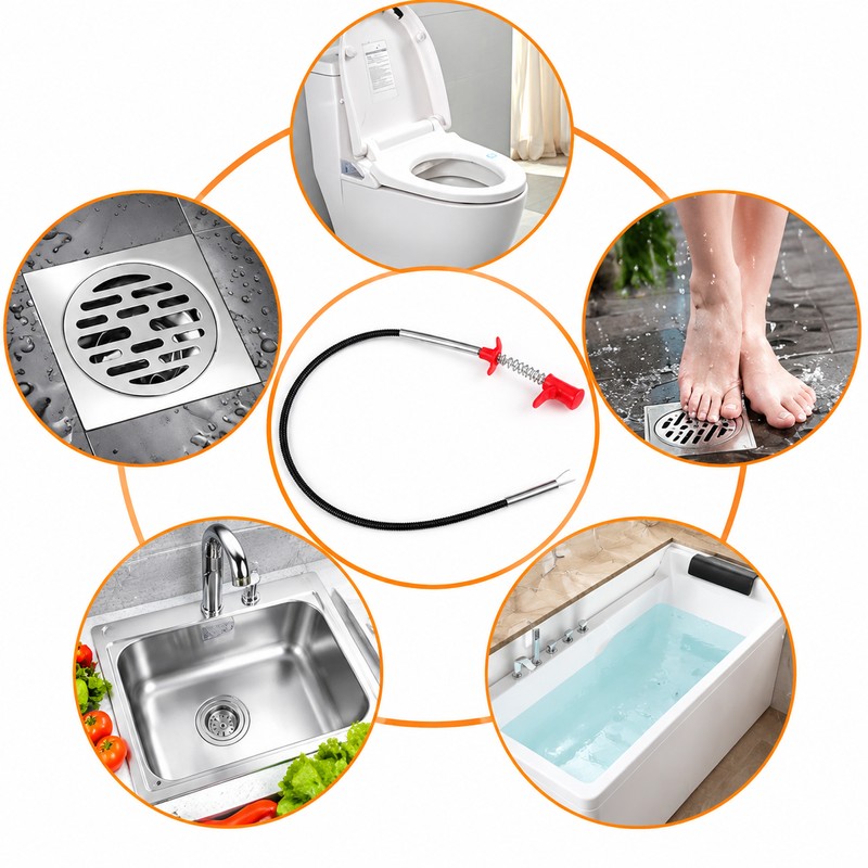 Telescopic Drain Cleaning Tool – Flexible Four-Jaw Pipe Unclogger for