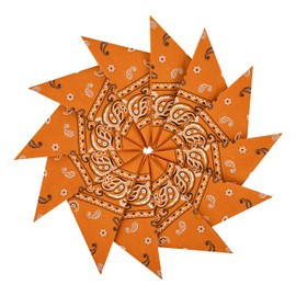 Junvena Cotton Bandanas 12 packs 22"X 22" Double Sides Printed Unisex Kerchief, Orange-12