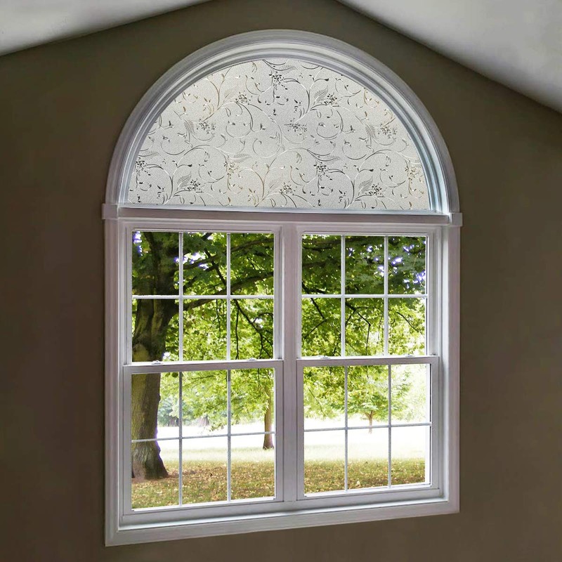 PROTINT WINDOWS Precut Elegant Flower Arched Window Film Shade, Self