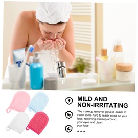 Baluue 8pcs Makeup Remover Gloves Reusable Face Scrubber Mitts for Deep Cleansing Comfortable and Portable Design for Daily Skincare Routine