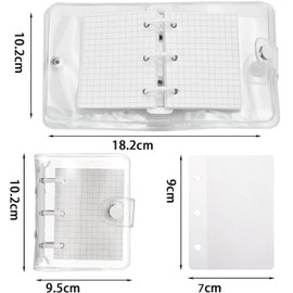 Mini Organizer, 80 Pieces, 3 Holes, Binder, Memo Book, Interchangable, Transparent, Lightweight, Soft, Grid Notebook, Office Notebook, Memo, Notebook, Diary (White)