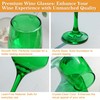 GLAZVIA Green Wine Glasses Set of 6, 14oz Stemmed Glasses,