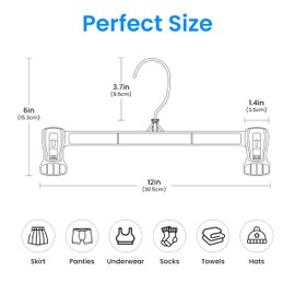 Simple Deluxe 30 Pack Pants Hangers, Heavy Duty Skirt Hangers with Non-Slip Clips, 360° Swivel Hooks, Space Saving Hangers for Shorts Jeans Dresses and Towel, Black