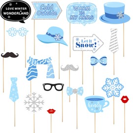 20 Pieces Snowflake Holiday and Winter Wedding Photo Booth Props Kit, Winter Wonderland Party Decorations for Winter/Xmas/Holiday Party Supplies