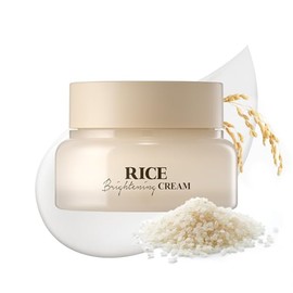 SKINFOOD Crema iluminadora de arroz, hidratante facial coreano con 48 horas de agua de arroz fermentada, hidratante de arroz coreano para el cuidado de la piel para piel de vidrio brillante natural