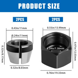 671361001 & 671362001 Router Collet Nut and Cone Sleeve Kit, for Ridgid R2400, R2401, R86044, R860443-2-Pack