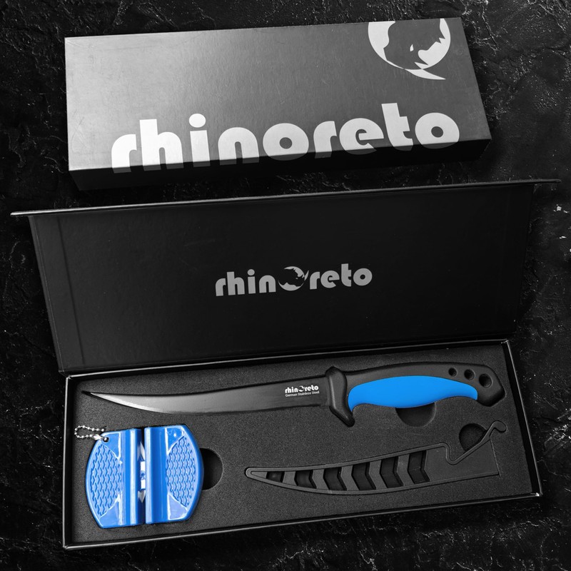 Rhinoreto Fillet Knife for Fish, Razor Sharp Flexible German Stainless