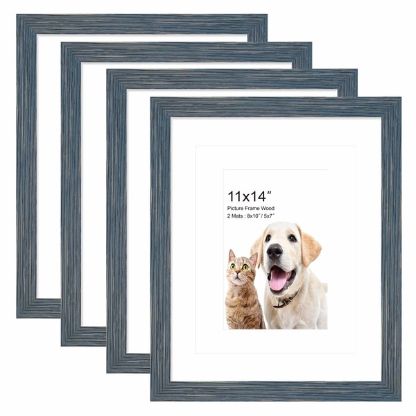 11x14 Hanging Picture Frames,Solid Wood,Not Glass,Display Pictures 5x7,8x10 with Mat