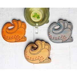 storeindya Store Indya Designed Wooden Coasters 4-Pack Set (Peacock Colorful)