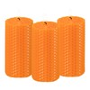 KONNI Beeswax Orange Pillar Candles Set of 3, 2"x 4"