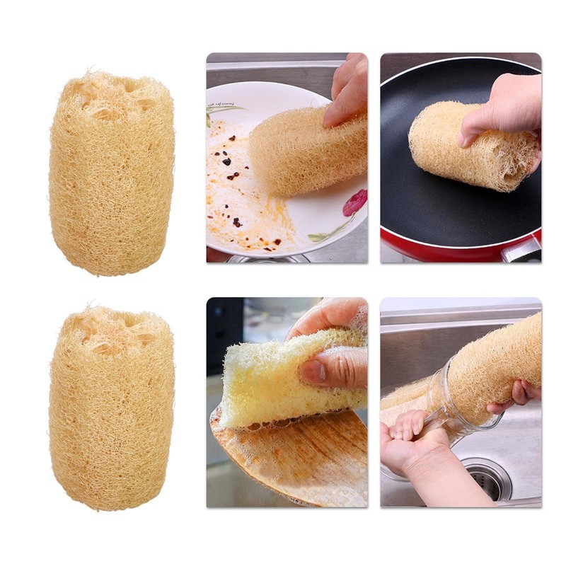 Loofah Dish Sponge, 5 Pack Natural Vegetable Scrubber for Kitchen,