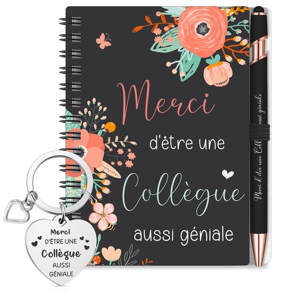 Sinmoe Geschenk für Kollegin 3-Teiliges Set mit Mini-Spiralnotizbuch, Schwarzem Stift