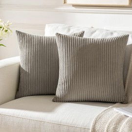 Aisybaklyn Cushion Cover, Grey Corduroy Decorative Cushion, Sofa Cushion, 40 x 40 cm, Modern Soft Decorative Cushion Cover with Hidden Zip for Living Room, Sofa, Bedroom, Set of 2