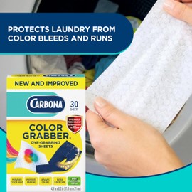Carbona Color Grabber™ | Protects Laundry from Color Runs or Bleeds | Mix Whites & Colors | in-Wash Dye Grabbing Sheets | 30 Count Per Box, 1 Pack