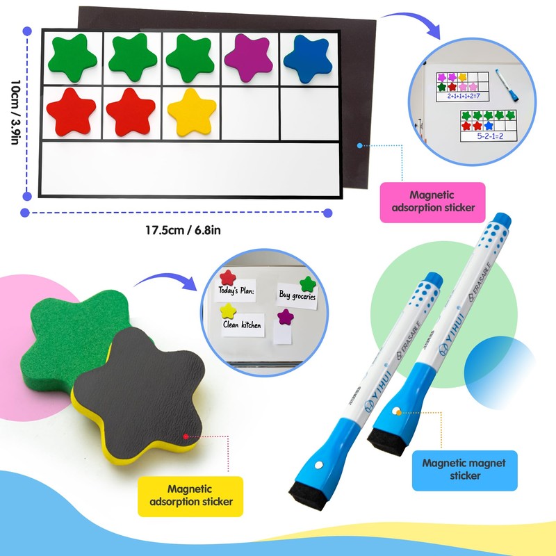 TOMMYHOME Magnetic Ten Frame Set of 74 PCS,Kindergarten Math Classroom