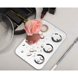 KissDate Makeup Mixing Palette, 6x4inch Stainless Steel Makeup Palette 3-well Nail-art Cosmetic Artist Mixing Palette with Makeup Spatula, Stocking Stuffers Christmas Gifts for Women