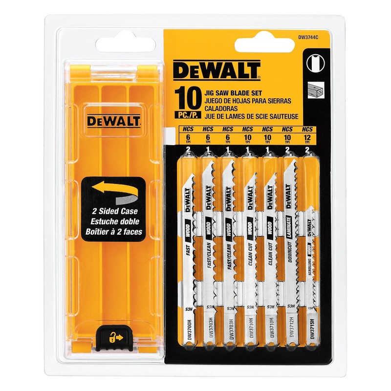Dewalt 10-Piece Assorted U-Shank Jig Saw Blade Set with Case,