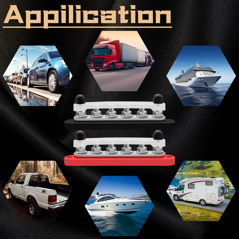 Seamaka 350A 12V-48V Bus Bar Marine Power Distribution Block with