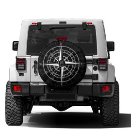Delerain Spare Tire Cover with Backup Camera Hole Compass Black Wheel Covers Waterproof Dust-Proof UV Sun Universal Fit for RV Trailer RV SUV Truck (17 Inch for Diameter 31"-33")