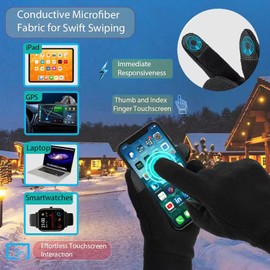 Cierto Winter Gloves for Men Women: Warm Touch Screen Polar Fleece Gloves with Thermal Elastic Cuff for Running, Driving, Cycling Outdoor Activities and Work in Cold Weather - Black