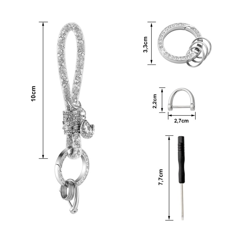 MORSUNBELA Key Ring with Glitter Rhinestone Car Key Ring Pendant