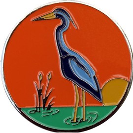 Blue Heron Golf Ball Marker and Matching Hat Clip