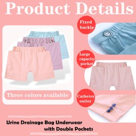 AUSTYLCO Nephrostomy Bag Underwear for Women Dual Side Pockets Urine Bag Pants for Abdominal Surgeries Patient Purple