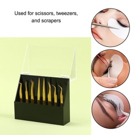 LIXIMMAZN Dust-proof Acrylic 8 Holes Tweezers Holder, Eyelash Extensions Supplies Display, Acrylic Rack Storage Eyelash Extension Tools with Dust Cover