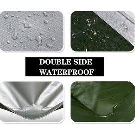 Tarp Heavy Duty Waterproof 5x5ft,TEZONG Silver Poly Tarp Plastic Outdoor Tarpaulin Cover Multipurpose for Rain,Sun,Patio Furniture,Pool,Roof,Wood,Camping,Car,10Mil Thickness 2Pack
