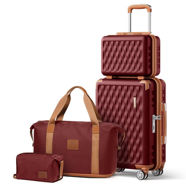Melalenia Luggage Set 4 Piece Carry On luggage, Hardside Suitcase