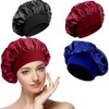 Aufondof 3PCS Satin Bonnet, Silk Bonnet Hair Bonnet for Sleeping
