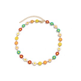 DXHYBF Daisy Flower Necklace for Women Bohemian Cute Sunflower Floral Choker Necklace Spring Beach Holiday Party Jewelry Gift Trendy Stuff (colorful)