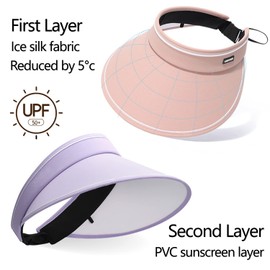 AUXFRE Women's Sun Visor Hat - Wide Brim Visor Hats Adjustable Large Brim Summer Beach Caps, Sports Tennis Golf Hats (Cream)