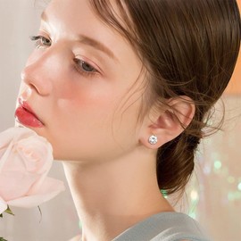 ZKGYUS 5 Pairs CZ Stud Earrings for Men and Women, Hypoallergenic, Nickel-Free Medical Stud Earrings, 925 Silver Women's Set for Multiple Ear Holes with Zirconia 3 mm - 7 mm