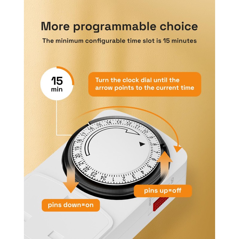 HBN 24 Hour Timer Plug Socket UK,Plug-in Segment Plugs Timers