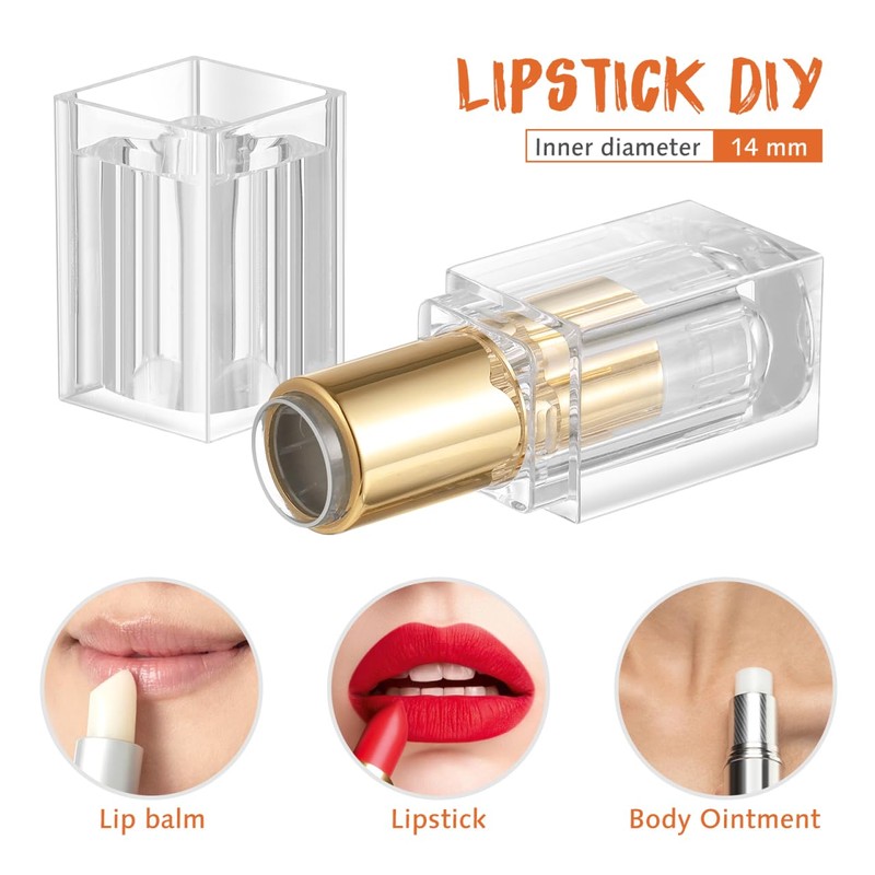 CALLARON Lipstick Tube Transparent Refill Container Plastic Rotating Lipstick Refill