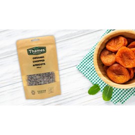 Organic Chopped Apricots-Certified Organic, Non-GMO, Vegan, No Additives, No Preservatives, Resealable Bag by Thames Organic 250g