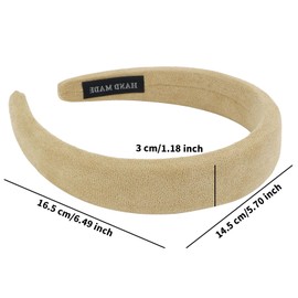 Ondder 1 Pack Khaki Padded Headbands for Women 90s Womens Headbands Soft Plain Fashion Puffy Headband for Girls Turban Wide Sponge Headband Head Bands Hair Bands Hair Accessories for Women Girls