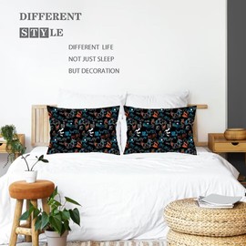 Game Controller Throw Pillow Cover Queen Size Set of 2,Gamer Gaming Pattern Lumbar Pillow Case for Boys Gifts Decorative Standard Pillow Cases with Zipper Cushion Covers for Couch,Bed,20"x30",Black